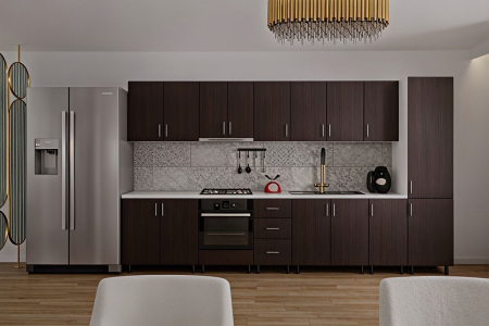 Bucatarie Sonia cu soldat, 350 cm L, Wenge, Pal 18 mm