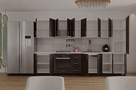 Bucatarie Sonia cu soldat, 350 cm L, Wenge, Pal 18 mm [1]