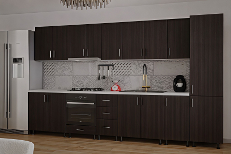 Bucatarie Sonia cu soldat, 350 cm L, Wenge, Pal 18 mm [3]