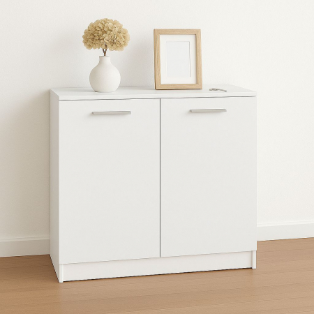 COMODE SI NOPTIERE - Comoda 2 usi, 100x85x40 cm, Alb, Pal 18 mm