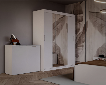 Set Dormitor Elis cu oglinda, 160x200cm, Alb, Pal 18 mm [1]