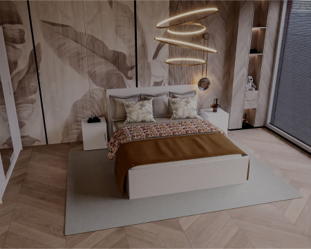 Set Dormitor Elis, 160x200cm, Alb, Pal 18 mm [2]