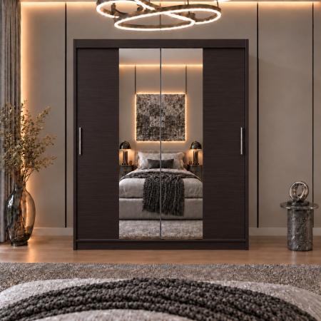 Dressing Alex, 120x60x200cm, cu oglinda, Wenge, Pal 18 mm [1]