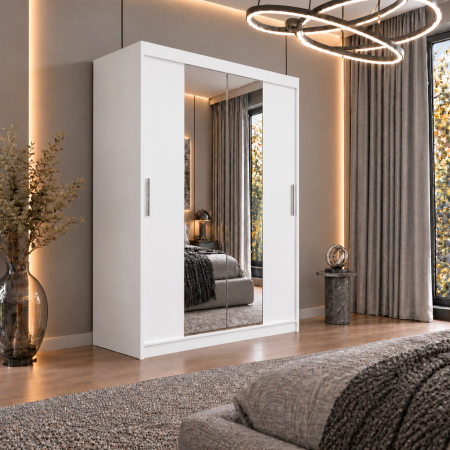 Dressing Alex, 120x60x200cm, cu oglinda, Alb, Pal 18 mm