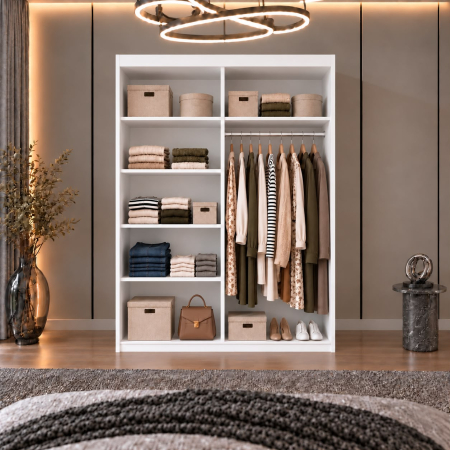 Dressing Alex, 120x60x200cm, cu oglinda, Alb, Pal 18 mm [3]