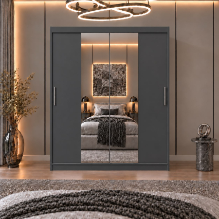 Dressing Alex, 120x60x200cm, cu oglinda, Antracit, Pal 18 mm [2]