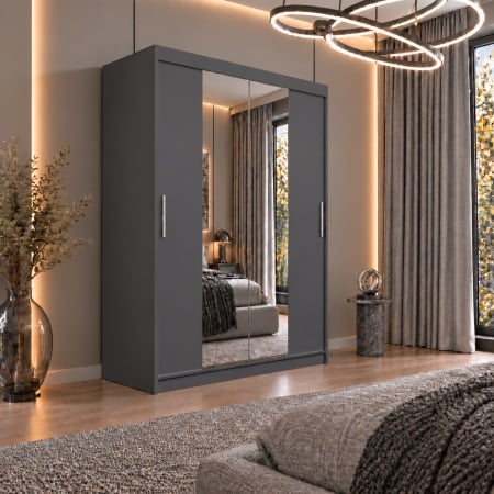 Dressing Alex, 120x60x200cm, cu oglinda, Antracit, Pal 18 mm