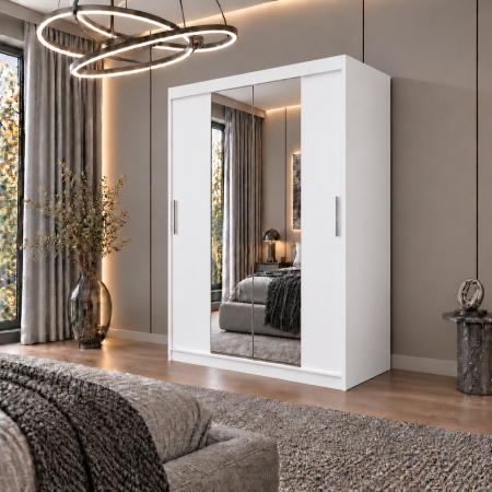 Dressing Alex, 120x60x200cm, cu oglinda, Alb, Pal 18 mm [1]
