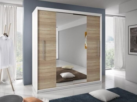 Dressing Alex, 140x60x200cm, cu oglinda, Alb-Sonoma, Pal 18 mm [1]