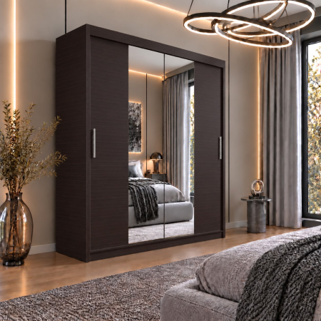 Dressing Alex, 140x60x200cm, cu oglinda, Wenge, Pal 18 mm
