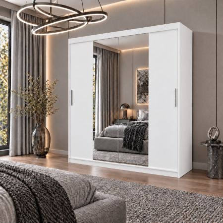 Dressing Alex, 140x60x200cm, cu oglinda, Alb, Pal 18 mm [1]