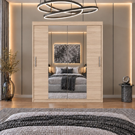 Dressing Alex, 140x60x200cm, cu oglinda,Stejar Sonoma, Pal 18 mm [4]