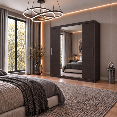 Dressing Alex, 140x60x200cm, cu oglinda, Wenge, Pal 18 mm [2]