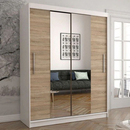TOATE DRESSINGURILE - Dressing Alex, 160x60x200cm, cu oglinda, Alb-Sonoma, Pal 18 mm
