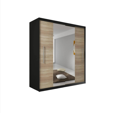 Dressing Alex, 160x60x200cm, cu oglinda, Wenge-Sonoma, Pal 18 mm [2]