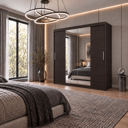 Dressing Alex, 160x60x200cm, cu oglinda, Wenge, Pal 18 mm [2]