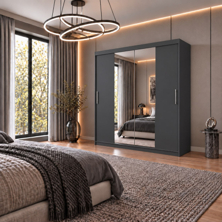 Dressing Alex, 160x60x200cm, cu oglinda, Antracit, Pal 18 mm [2]