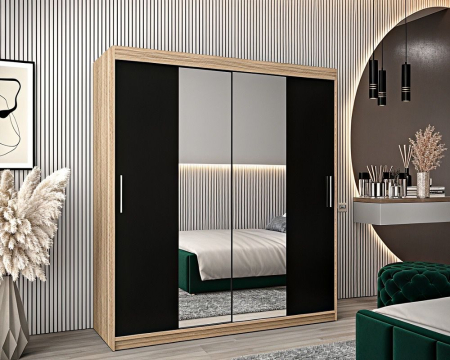 Dressing Alex, 160x60x200cm, cu oglinda, Wenge-Sonoma, Pal 18 mm