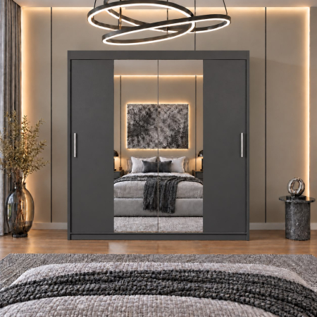 Dressing Alex, 160x60x200cm, cu oglinda, Antracit, Pal 18 mm [4]