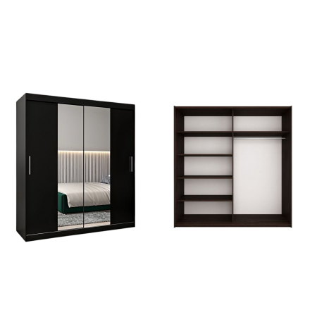 Dressing Alex, 160x60x200cm, cu oglinda, Wenge, Pal 18 mm [2]