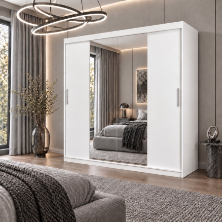 Dressing Alex, 180x60x200cm, cu oglinda, Alb, Pal 18 mm [1]