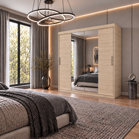 Dressing Alex, 180x60x200cm, cu oglinda, Sonoma, Pal 18 mm [3]