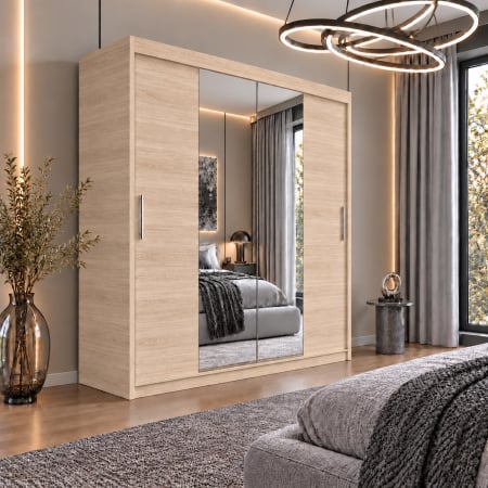 Dressing Alex, 180x60x200cm, cu oglinda, Sonoma, Pal 18 mm