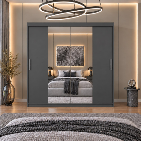 Dressing Alex, 180x60x200cm, cu oglinda, Antracit, Pal 18 mm [2]