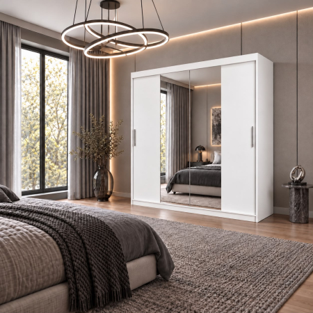 Dressing Alex, 180x60x200cm, cu oglinda, Alb, Pal 18 mm [3]