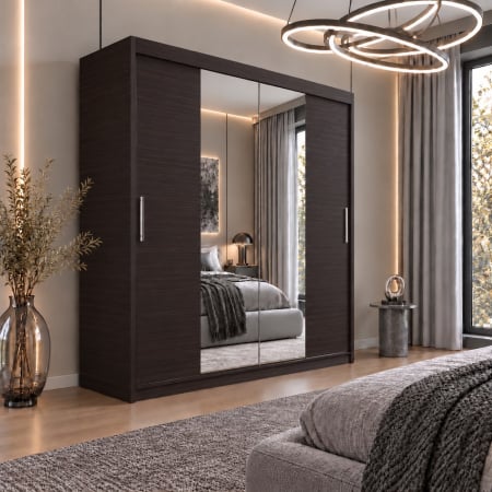 Dressing Alex, 180x60x200cm, cu oglinda, Wenge, Pal 18 mm