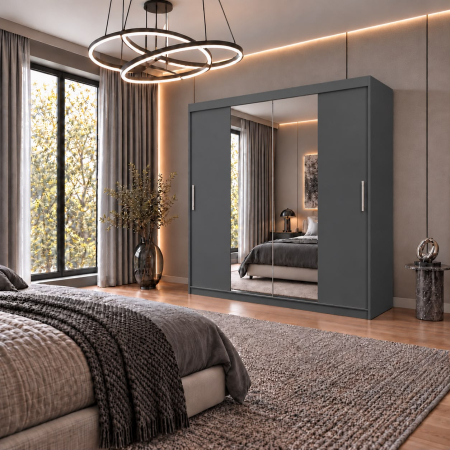 Dressing Alex, 180x60x200cm, cu oglinda, Antracit, Pal 18 mm [3]