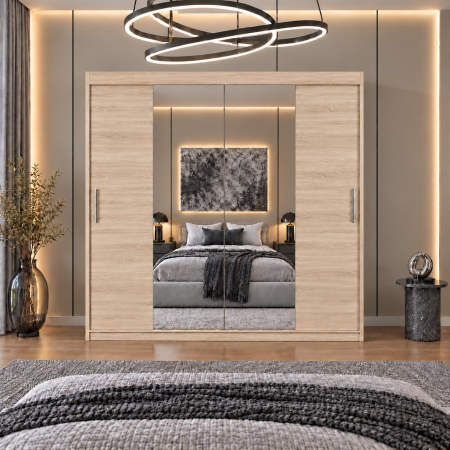 Dressing Alex, 180x60x200cm, cu oglinda, Sonoma, Pal 18 mm [2]