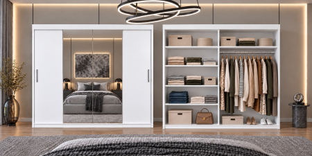 Dressing Alex, 200x60x200cm, cu oglinda, Alb, Pal 18 mm [4]