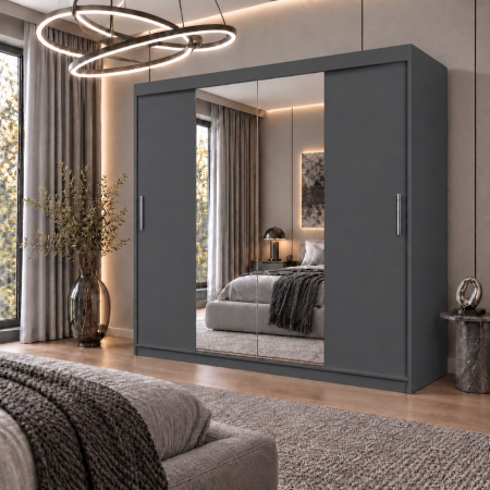 Dressing Alex, 200x60x200cm, cu oglinda, Antracit, Pal 18 mm [1]