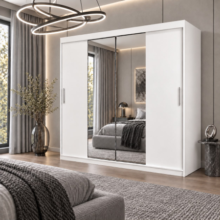 Dressing Alex, 200x60x200cm, cu oglinda, Alb, Pal 18 mm [1]