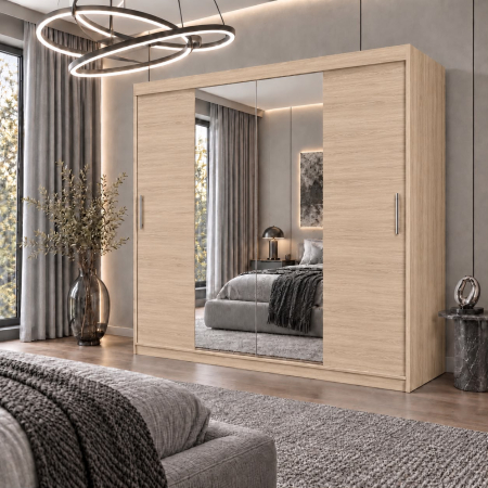 Dressing Alex, 200x60x200cm, cu oglinda, Stejar Sonoma, Pal 18 mm [1]