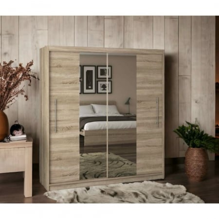 Dressing Alex, 180x60x200cm, cu oglinda, Sonoma, Pal 18 mm