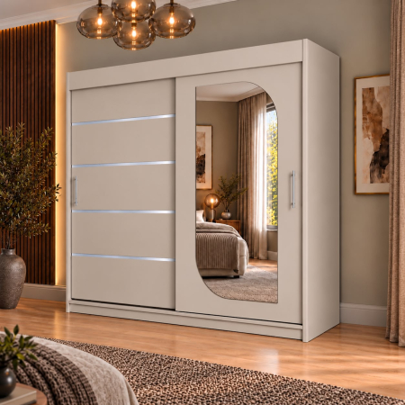 Dressing Alkam 2 usi -argintiu, 200x60x200cm, cu oglinda, Casmir, Pal 18 mm [1]