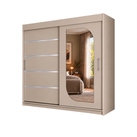 Dressing Alkam 2 usi -argintiu, 200x60x200cm, cu oglinda, Casmir, Pal 18 mm [6]