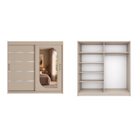 Dressing Alkam 2 usi -argintiu, 200x60x200cm, cu oglinda, Casmir, Pal 18 mm [5]