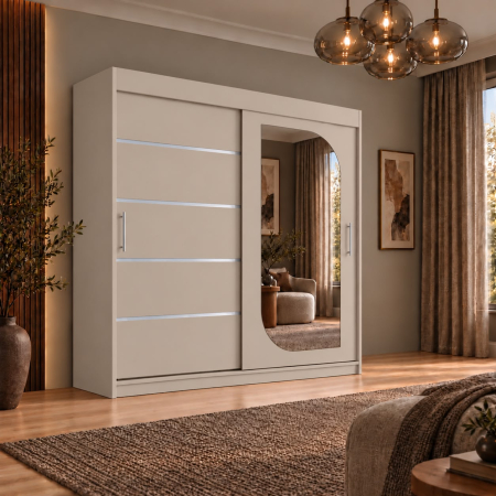 Dressing Alkam 2 usi -argintiu, 180x60x200cm, cu oglinda, Casmir, Pal 18 mm [3]