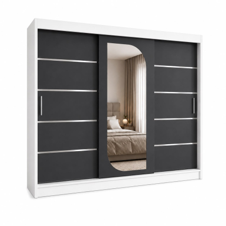 Dressing Alkam, 250x60x200cm, Argintiu, Alb+Antracit, Pal 18 mm [2]