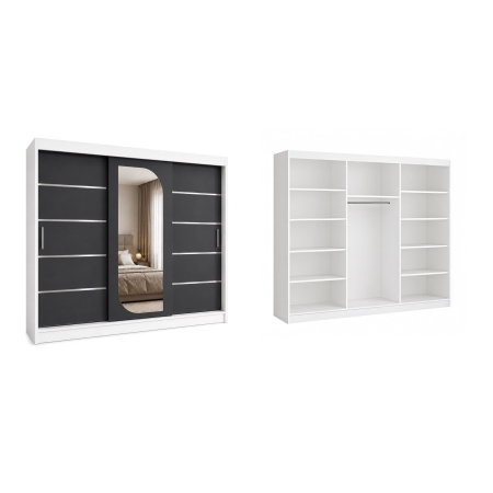 Dressing Alkam, 250x60x200cm, Argintiu, Alb+Antracit, Pal 18 mm [1]