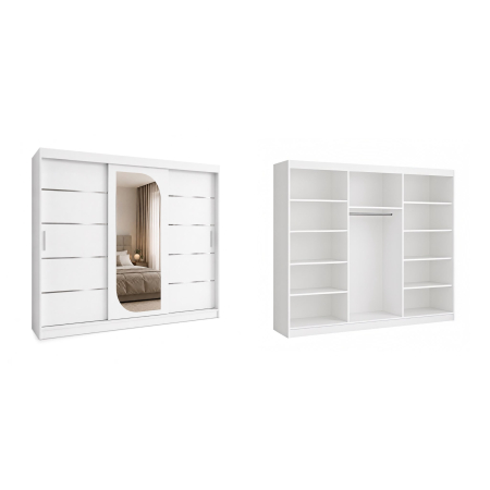 Dressing Alkam, 250x60x200cm, Argintiu, Alb, Pal 18 mm [1]