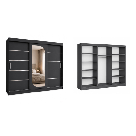 Dressing Alkam, 250x60x200cm, Argintiu, Antracit, Pal 18 mm [1]