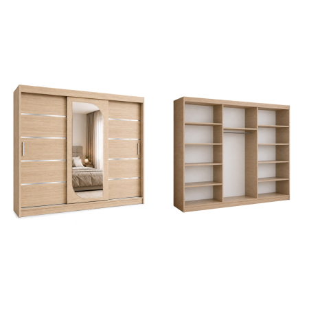 Dressing Alkam, 250x60x200cm, Argintiu, Sonoma, Pal 18 mm [1]