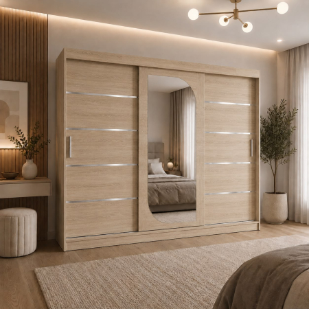DRESSINGURI - Dressing Alkam, 250x60x200cm, Argintiu, Sonoma, Pal 18 mm
