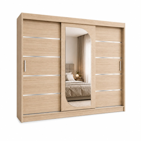 Dressing Alkam, 250x60x200cm, Argintiu, Sonoma, Pal 18 mm [2]