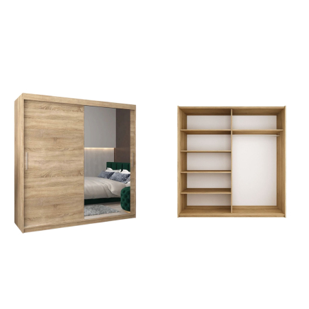 Dressing Ana, 180x60x200cm, cu oglinda, Stejar Sonoma, Pal 18 mm [1]