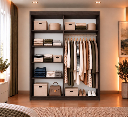Dressing Cami, 120x60x200cm, cu oglinda, Wenge, Pal 18 mm [3]